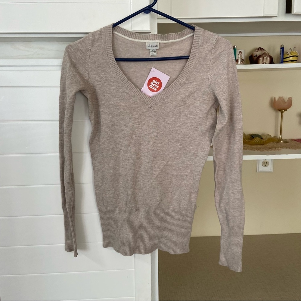 Y2K Beige Long Sleeve Sweater
